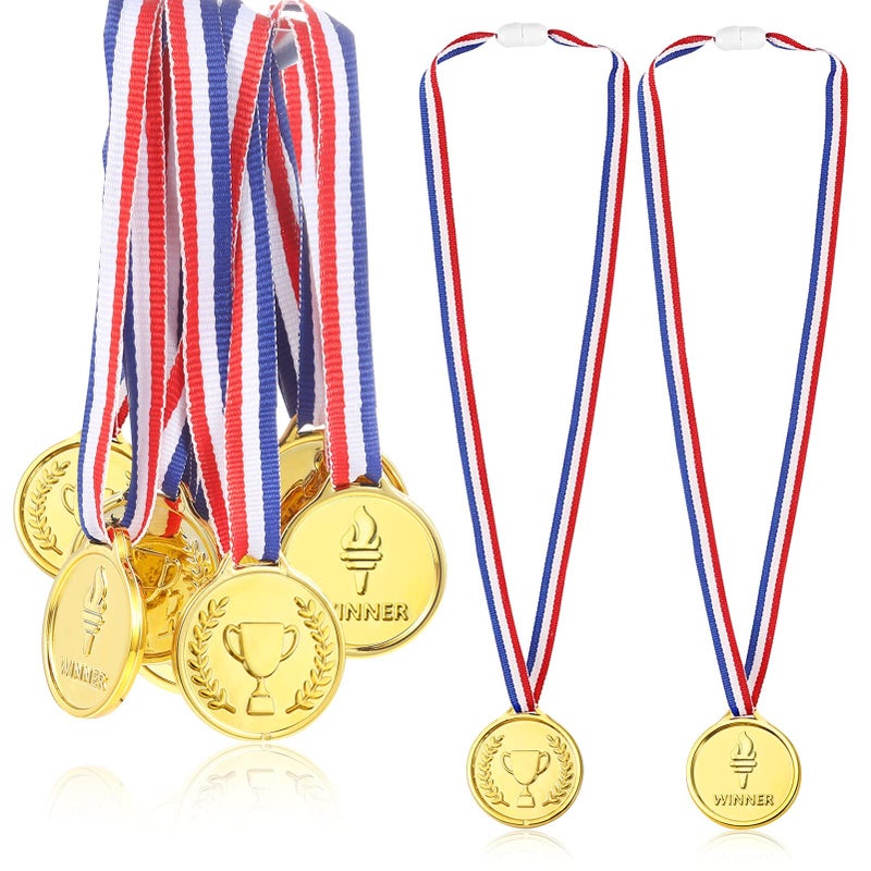 Caydo Gold Medals for Awards, Plastic Gold Medal for Children's Game Prizes, School Sports Games, Competitions, Family Gatherings, Medals for Kids(24PCS/100PCS) - Image 1